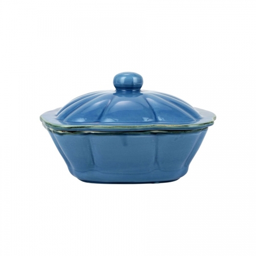 Italian Bakers Square Covered Blue Casserole Dish 